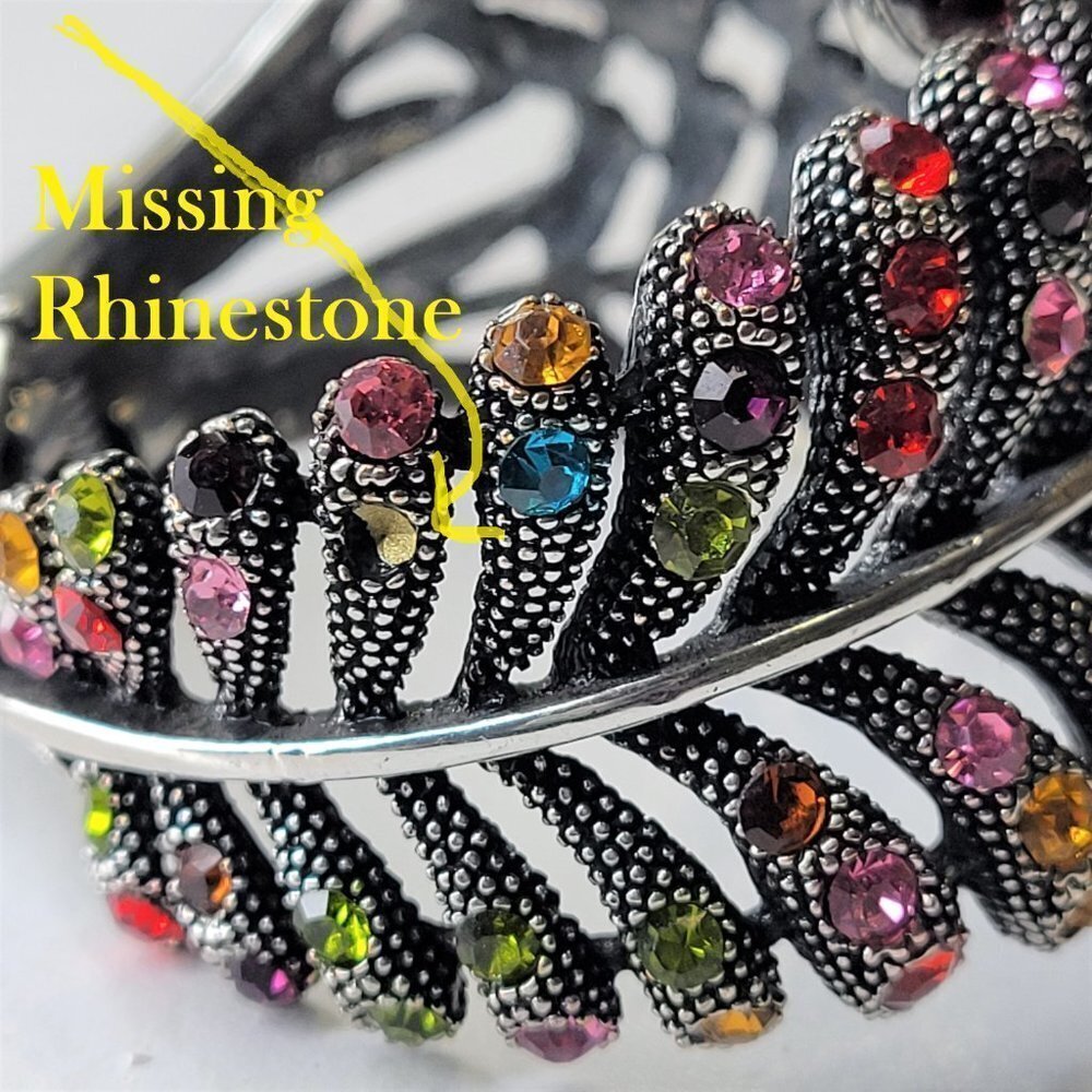 Multicolored Rhinestone Hinged Cuff Bracelet - Picture 10 of 13